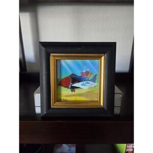 Bill Renc Signed Art Print 5.75" Painted Fish Gallery Dunedin FL Framed Vintage